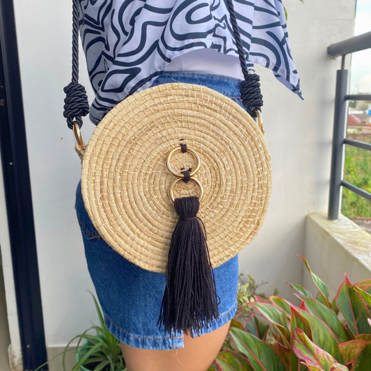 Bolso Cristal Pompon negro